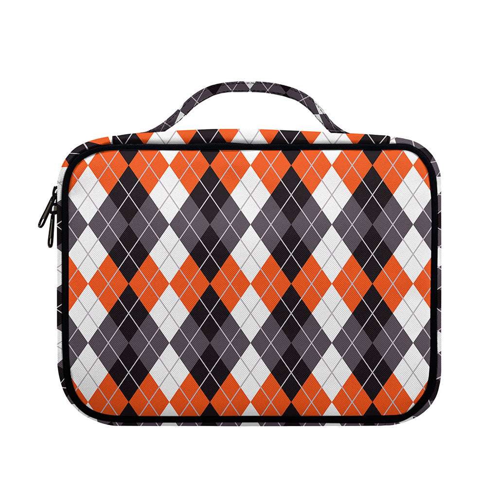 Grey Black Orange And White Argyle Print Briefcase Bible Bag