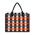 Grey Black Orange And White Argyle Print Canvas Tote Bag