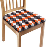 Grey Black Orange And White Argyle Print Chair Cushion Cover