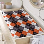 Grey Black Orange And White Argyle Print Changing Pad Cover