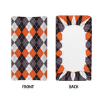 Grey Black Orange And White Argyle Print Changing Pad Cover