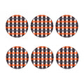Grey Black Orange And White Argyle Print Coaster Set