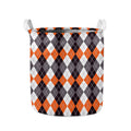 Grey Black Orange And White Argyle Print Collapsible Laundry Basket