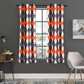 Grey Black Orange And White Argyle Print Grommet Curtain Panels