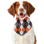 Grey Black Orange And White Argyle Print Dog Bandana