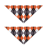 Grey Black Orange And White Argyle Print Dog Bandana