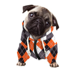 Grey Black Orange And White Argyle Print Dog Zip Up Hoodie
