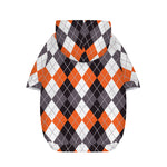 Grey Black Orange And White Argyle Print Dog Zip Up Hoodie