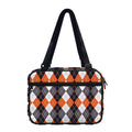 Grey Black Orange And White Argyle Print Double Strap Bible Bag