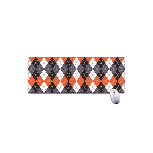 Grey Black Orange And White Argyle Print Extended Mouse Pad