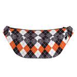 Grey Black Orange And White Argyle Print Fanny Pack