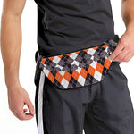 Grey Black Orange And White Argyle Print Fanny Pack