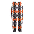 Grey Black Orange And White Argyle Print Fleece Lined Knit Pants