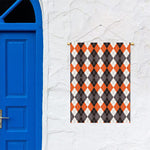 Grey Black Orange And White Argyle Print Garden Flag