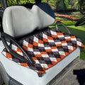 Grey Black Orange And White Argyle Print Golf Cart Seat Cover