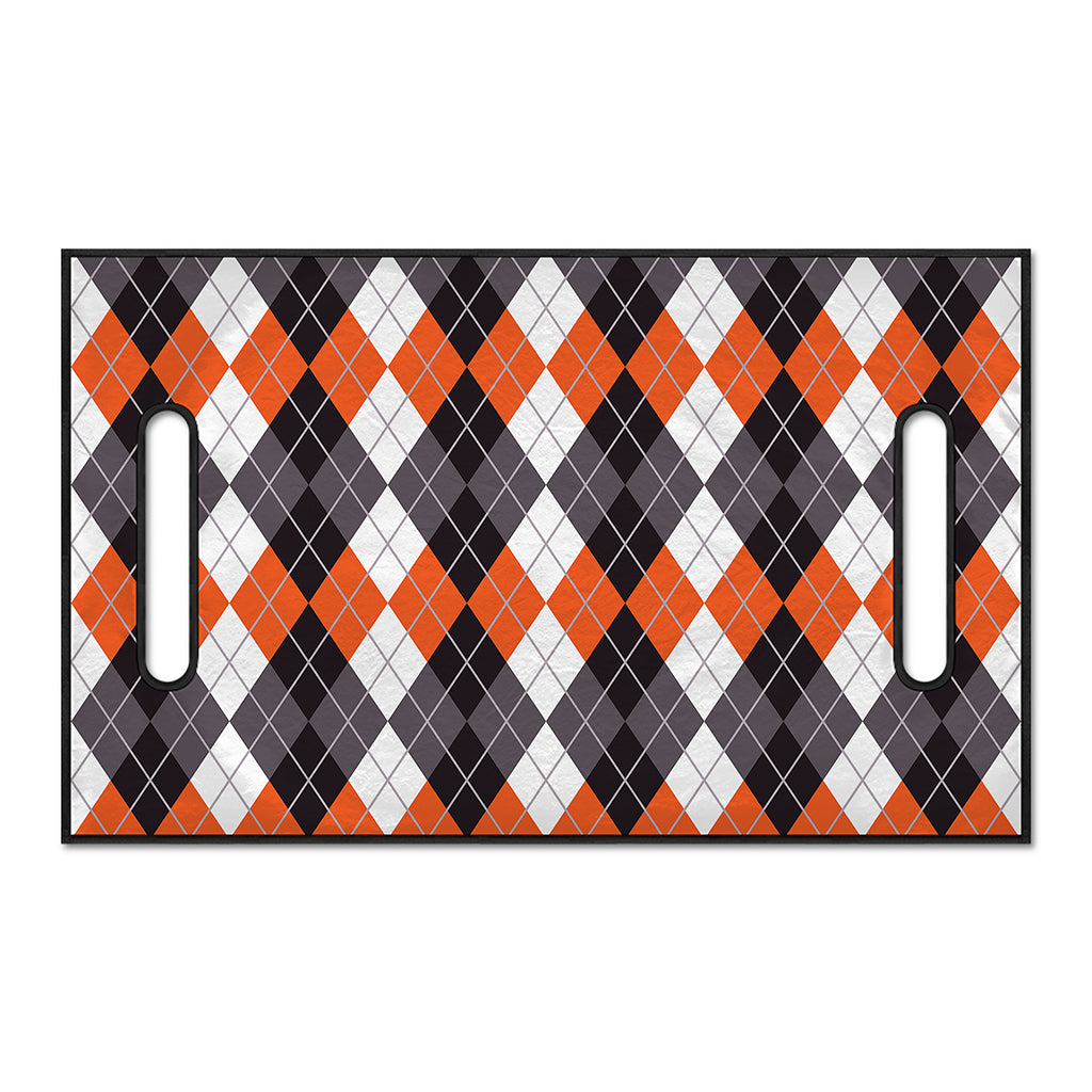 Grey Black Orange And White Argyle Print Golf Cart Seat Cover