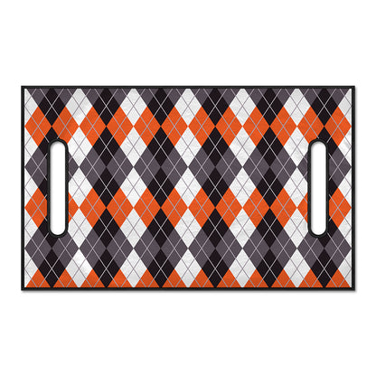 Grey Black Orange And White Argyle Print Golf Cart Seat Cover