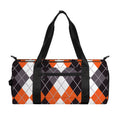 Grey Black Orange And White Argyle Print Gym Bag