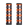 Grey Black Orange And White Argyle Print Handle Covers