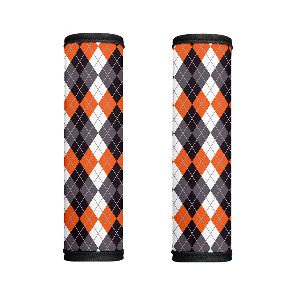 Grey Black Orange And White Argyle Print Handle Covers