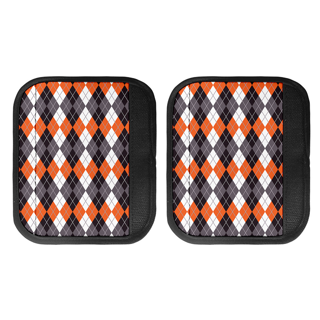Grey Black Orange And White Argyle Print Handle Covers