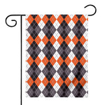 Grey Black Orange And White Argyle Print House Flag