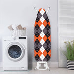 Grey Black Orange And White Argyle Print Ironing Board Cover