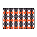 Grey Black Orange And White Argyle Print Kitchen Mat