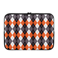 Grey Black Orange And White Argyle Print Laptop Sleeve