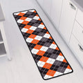 Grey Black Orange And White Argyle Print Long Kitchen Mat