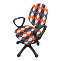 Grey Black Orange And White Argyle Print Office Chair Cover