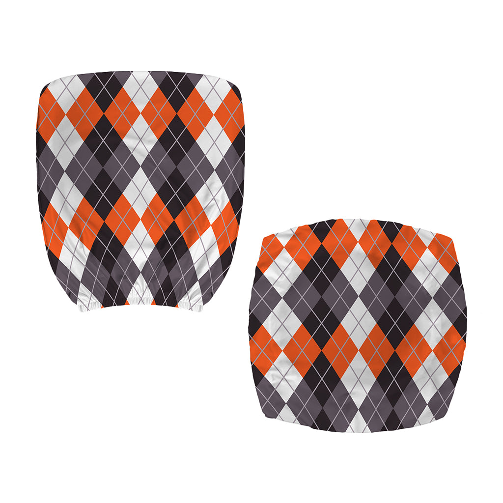 Grey Black Orange And White Argyle Print Office Chair Cover