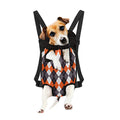 Grey Black Orange And White Argyle Print Pet Carrier Backpack
