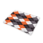 Grey Black Orange And White Argyle Print Pet Cooling Mat Cover