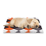 Grey Black Orange And White Argyle Print Pet Cooling Mat Cover