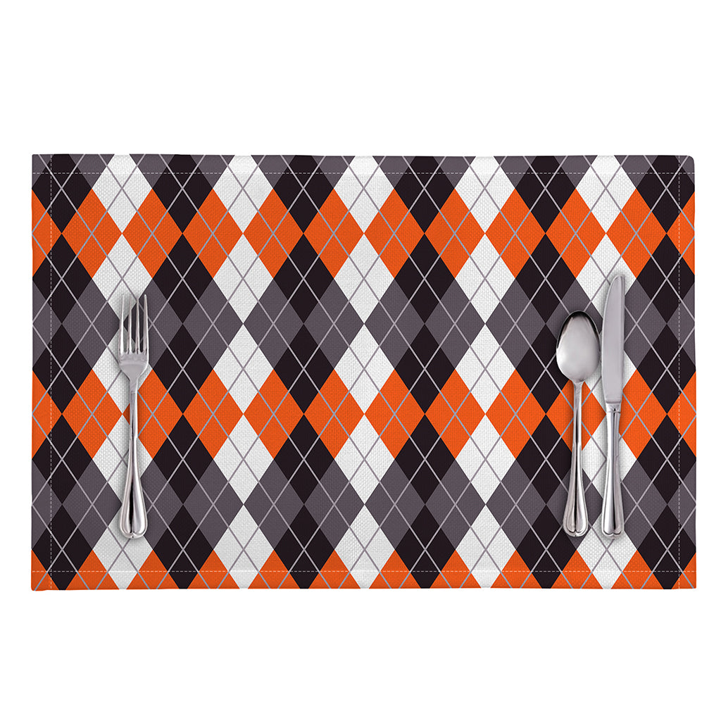 Grey Black Orange And White Argyle Print Placemat