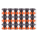 Grey Black Orange And White Argyle Print Polyester Doormat