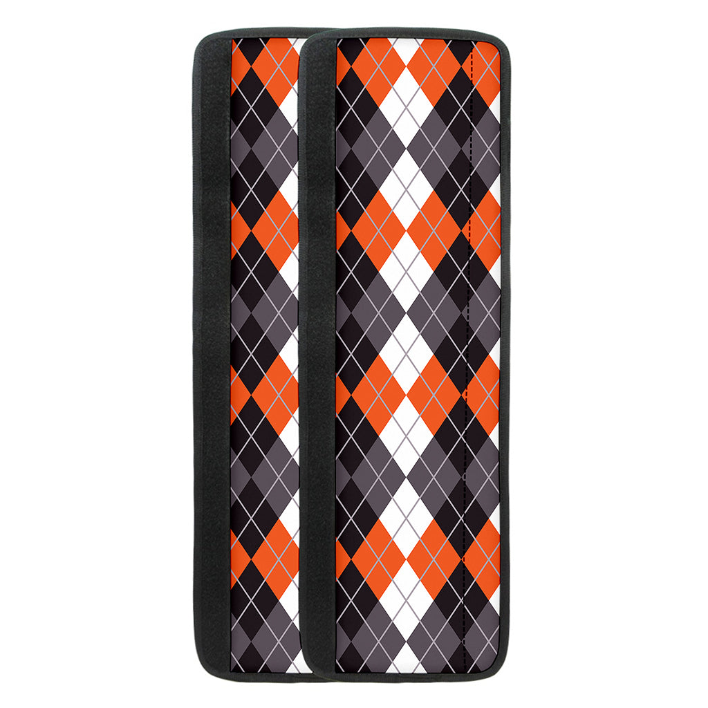 Grey Black Orange And White Argyle Print Refrigerator Handle Covers