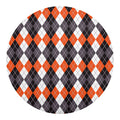 Grey Black Orange And White Argyle Print Round Blanket