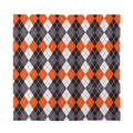 Grey Black Orange And White Argyle Print Silk Bandana