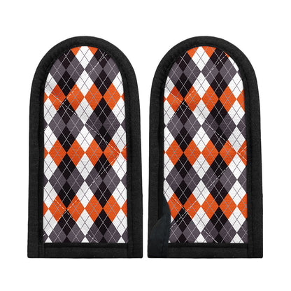 Grey Black Orange And White Argyle Print Skillet Handle Cover