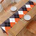 Grey Black Orange And White Argyle Print Table Runner
