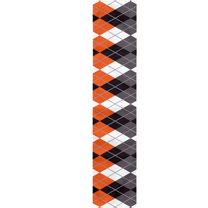 Grey Black Orange And White Argyle Print Table Runner