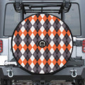 Grey Black Orange And White Argyle Print Tire Cover With Camera Hole