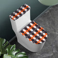 Grey Black Orange And White Argyle Print Toilet Lid And Tank Cover Set