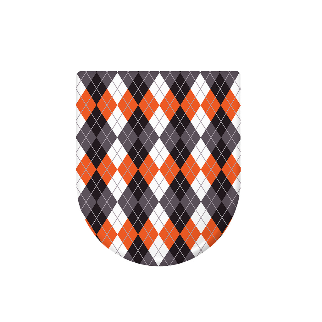 Grey Black Orange And White Argyle Print Toilet Lid Cover