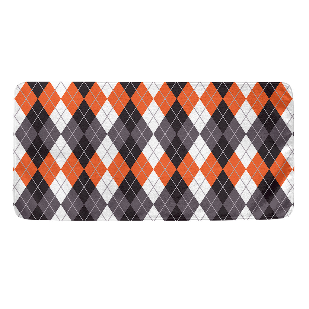Grey Black Orange And White Argyle Print Towel