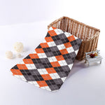 Grey Black Orange And White Argyle Print Towel