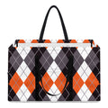 Grey Black Orange And White Argyle Print Utility Tote Bag