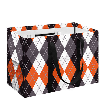 Grey Black Orange And White Argyle Print Utility Tote Bag